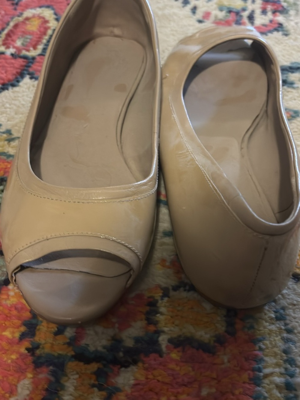 Women’s Nude Peep-Toe Ballet Flats